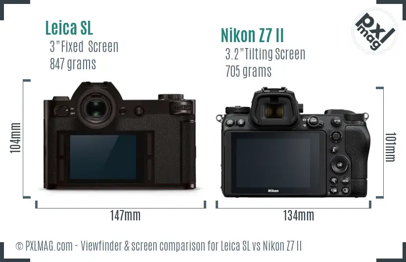 Leica SL vs Nikon Z7 II Screen and Viewfinder comparison