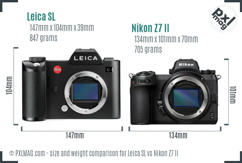 Leica SL vs Nikon Z7 II size comparison
