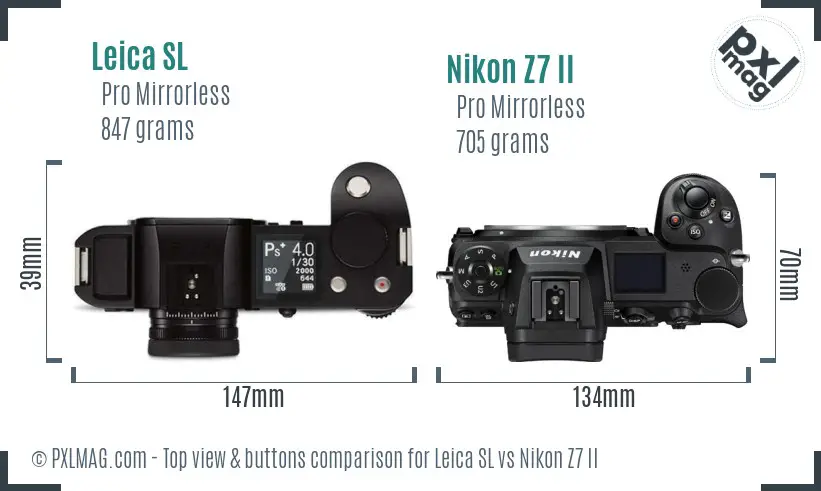 Leica SL vs Nikon Z7 II top view buttons comparison