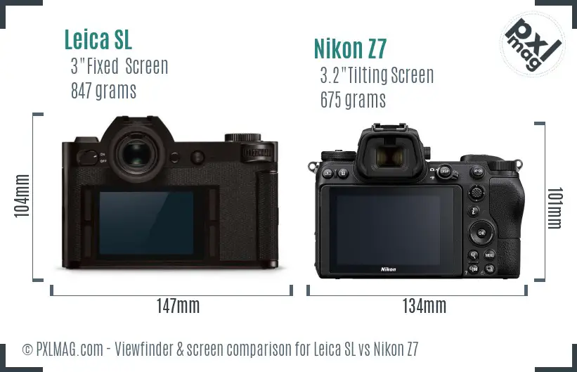 Leica SL vs Nikon Z7 Screen and Viewfinder comparison