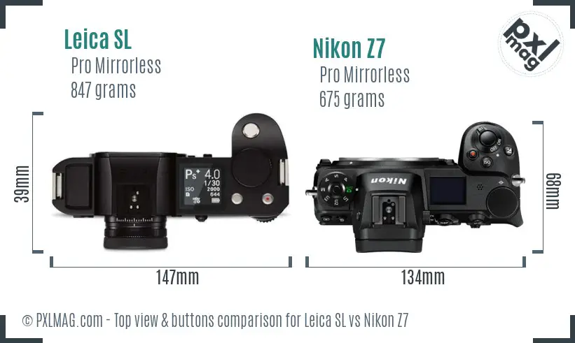 Leica SL vs Nikon Z7 top view buttons comparison