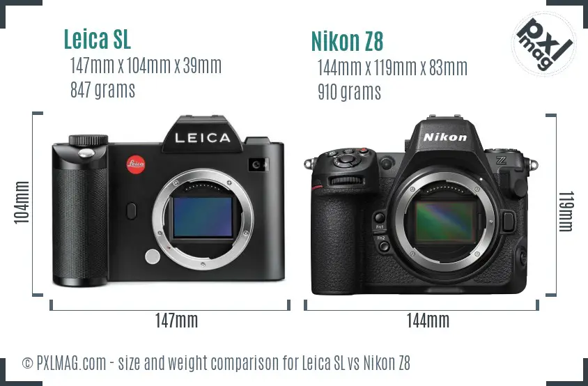 Leica SL vs Nikon Z8 size comparison