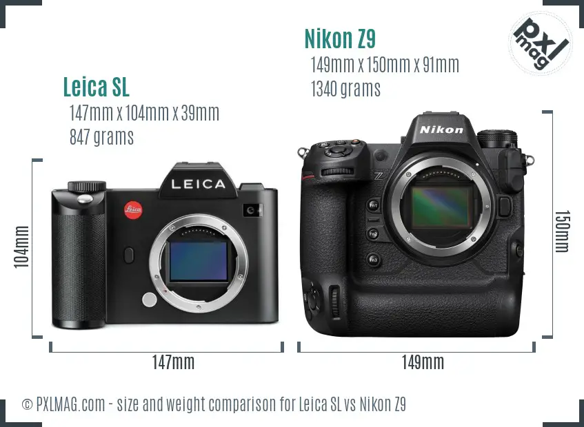 Leica SL vs Nikon Z9 size comparison