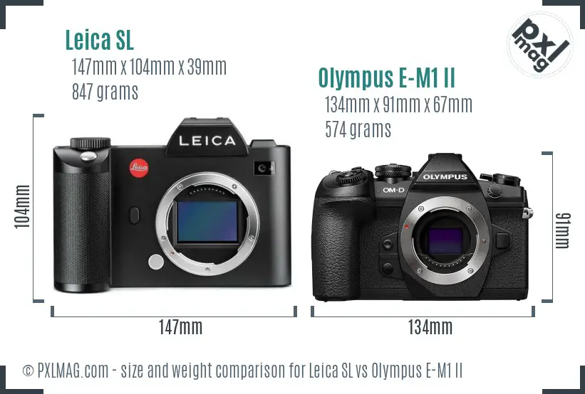 Leica SL vs Olympus E-M1 II size comparison
