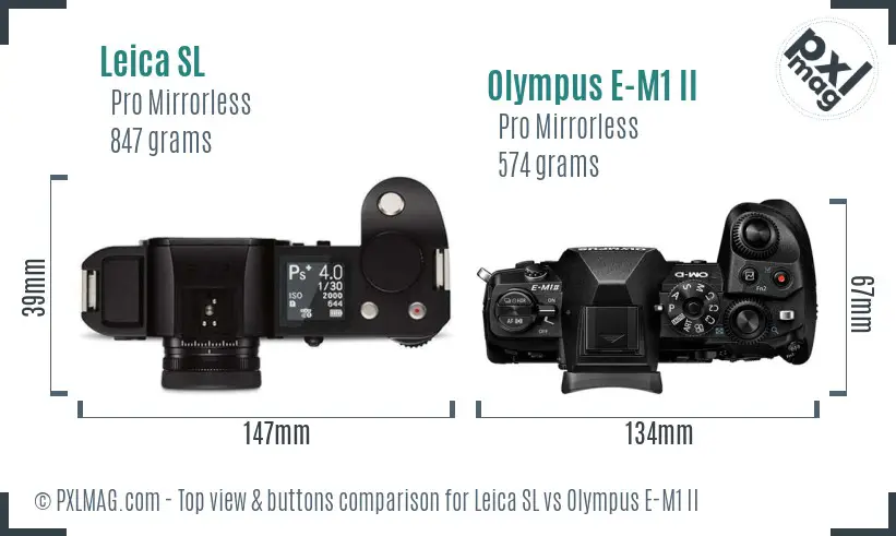 Leica SL vs Olympus E-M1 II top view buttons comparison