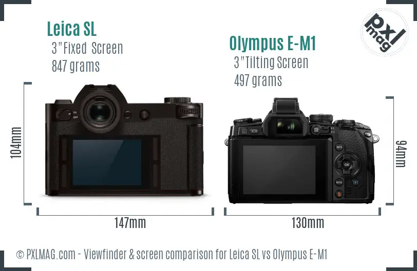 Leica SL vs Olympus E-M1 Screen and Viewfinder comparison