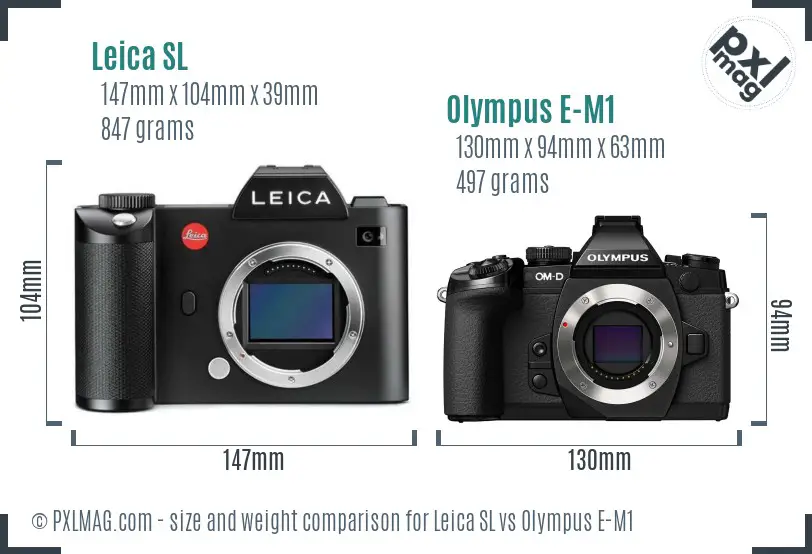 Leica SL vs Olympus E-M1 size comparison