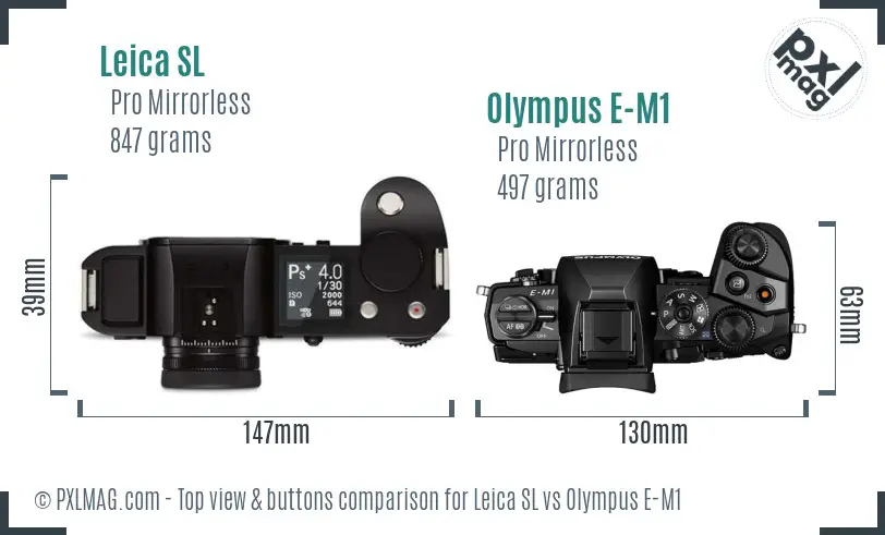 Leica SL vs Olympus E-M1 top view buttons comparison