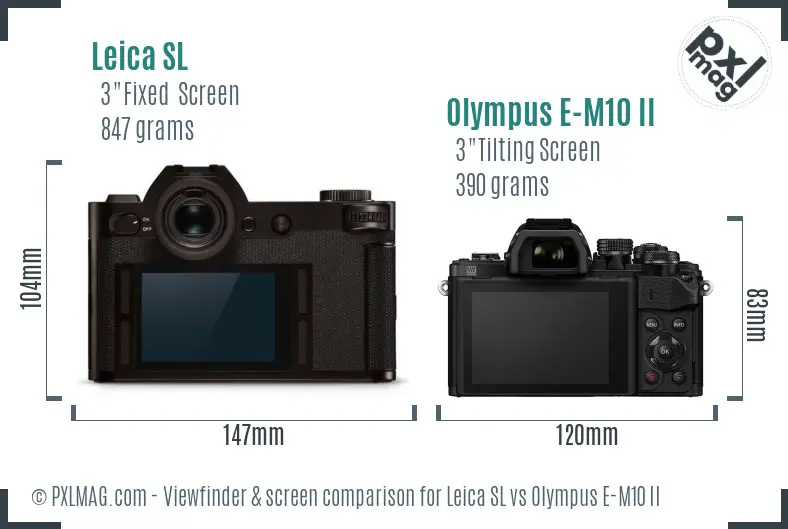 Leica SL vs Olympus E-M10 II Screen and Viewfinder comparison Leica SL vs Olympus E-M10 II Screen and Viewfinder comparison
