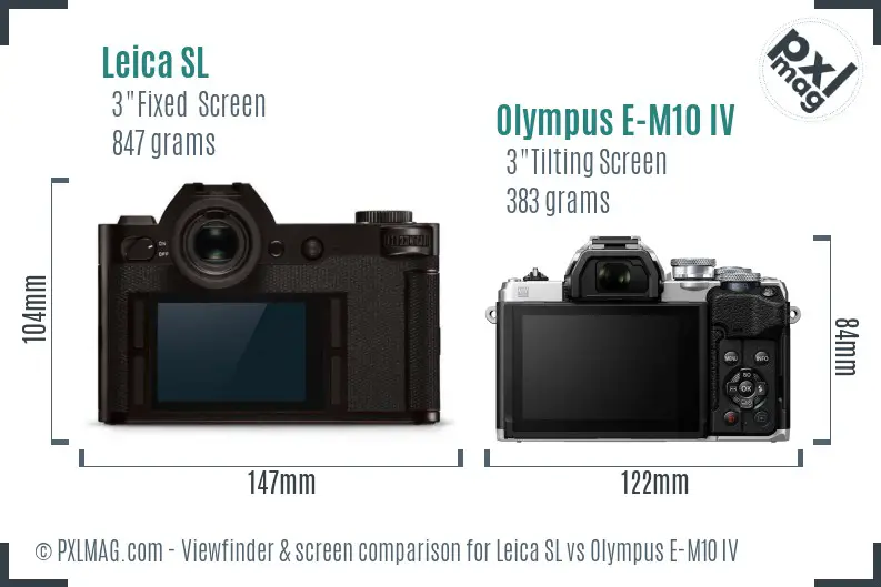 Leica SL vs Olympus E-M10 IV Screen and Viewfinder comparison