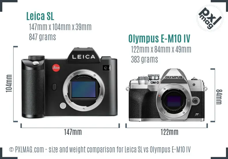Leica SL vs Olympus E-M10 IV size comparison