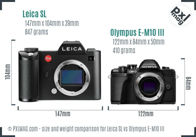 Leica SL vs Olympus E-M10 III size comparison
