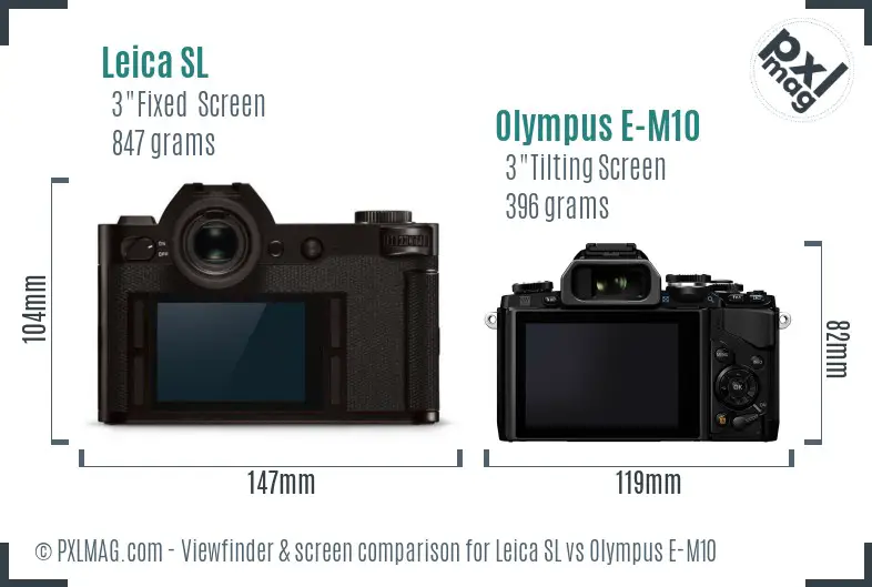 Leica SL vs Olympus E-M10 Screen and Viewfinder comparison