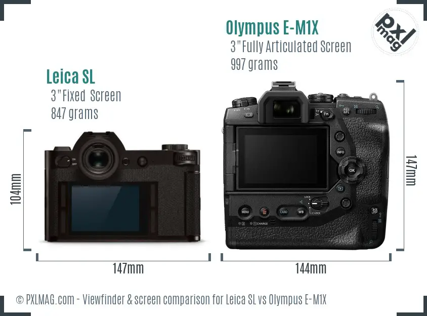 Leica SL vs Olympus E-M1X Screen and Viewfinder comparison