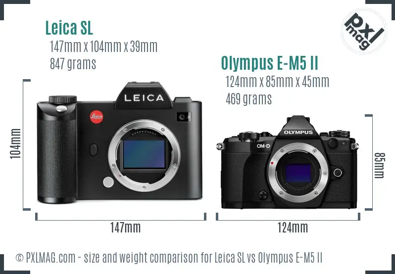 Leica SL vs Olympus E-M5 II size comparison