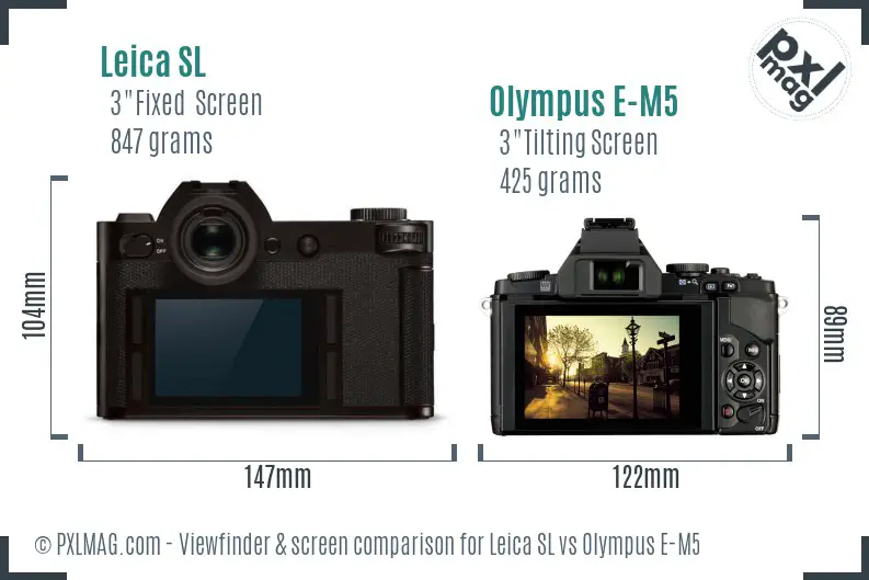 Leica SL vs Olympus E-M5 Screen and Viewfinder comparison