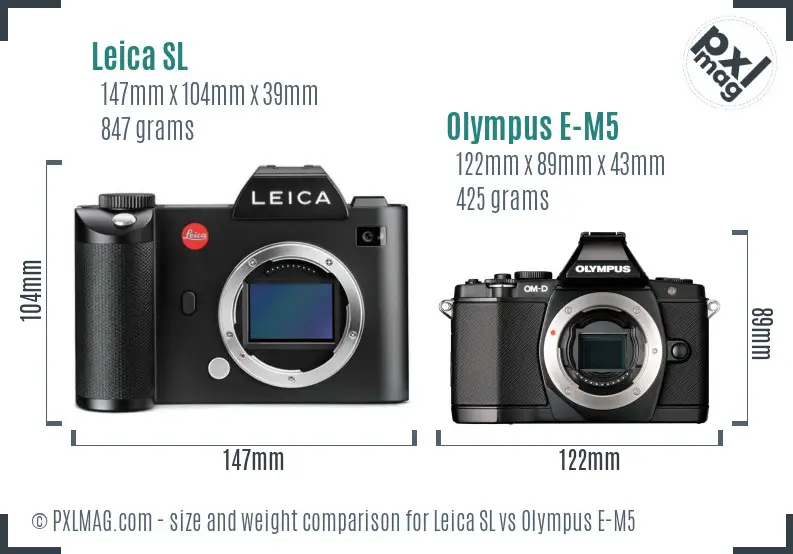 Leica SL vs Olympus E-M5 size comparison