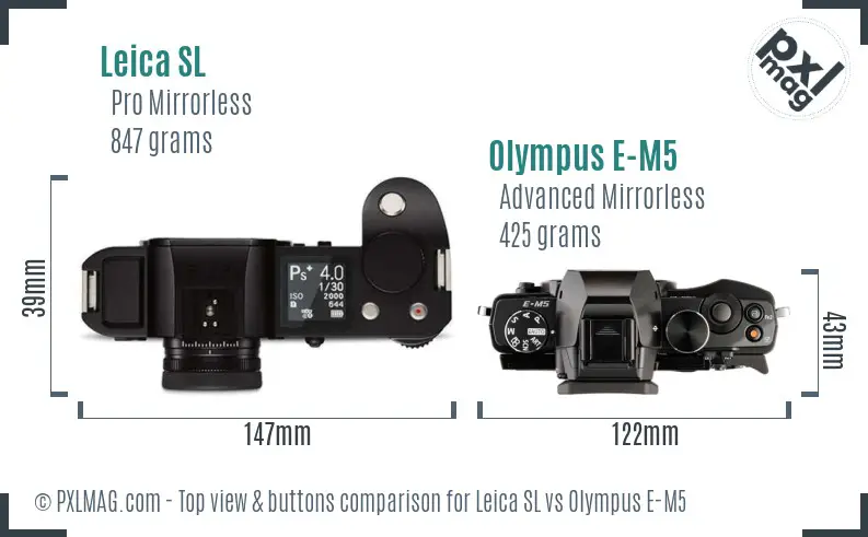 Leica SL vs Olympus E-M5 top view buttons comparison