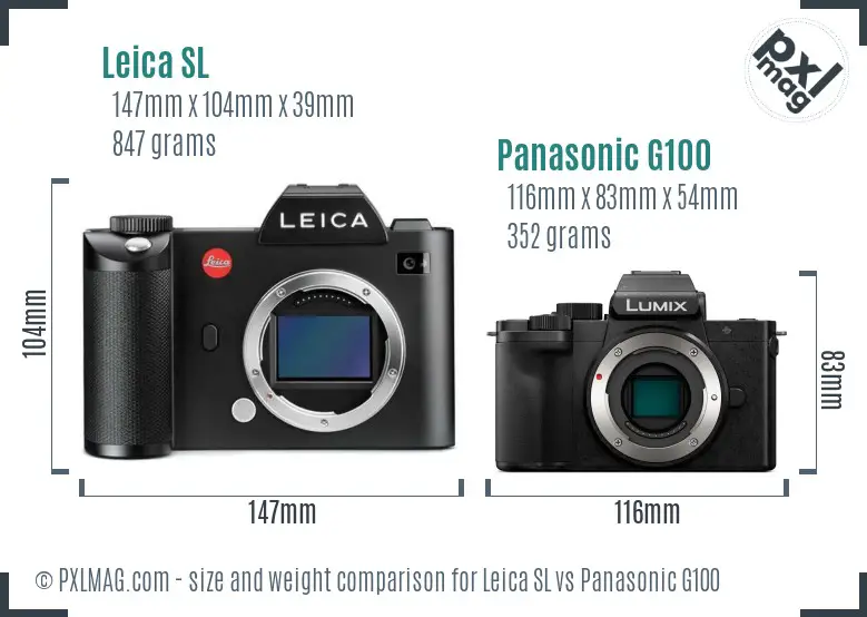 Leica SL vs Panasonic G100 size comparison