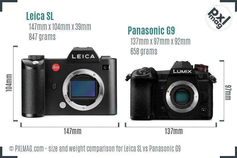 Leica SL vs Panasonic G9 size comparison