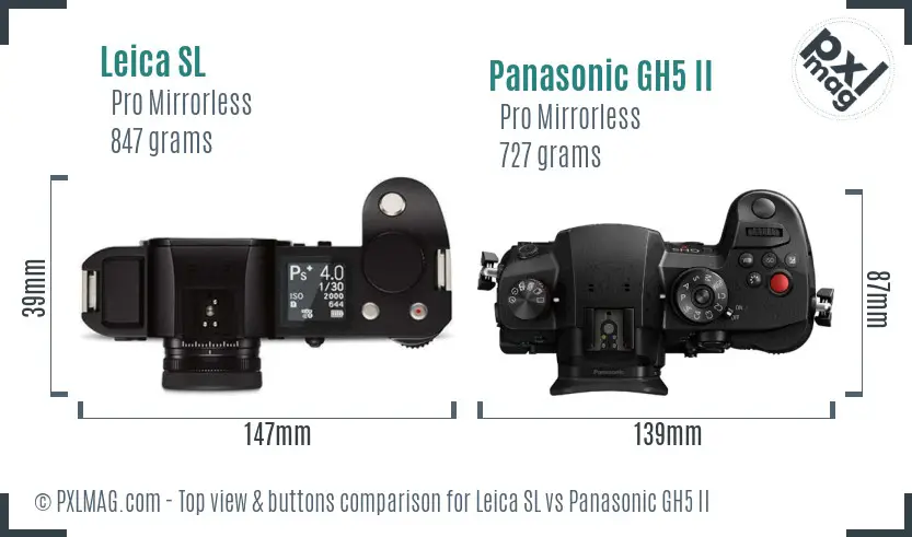 Leica SL vs Panasonic GH5 II top view buttons comparison