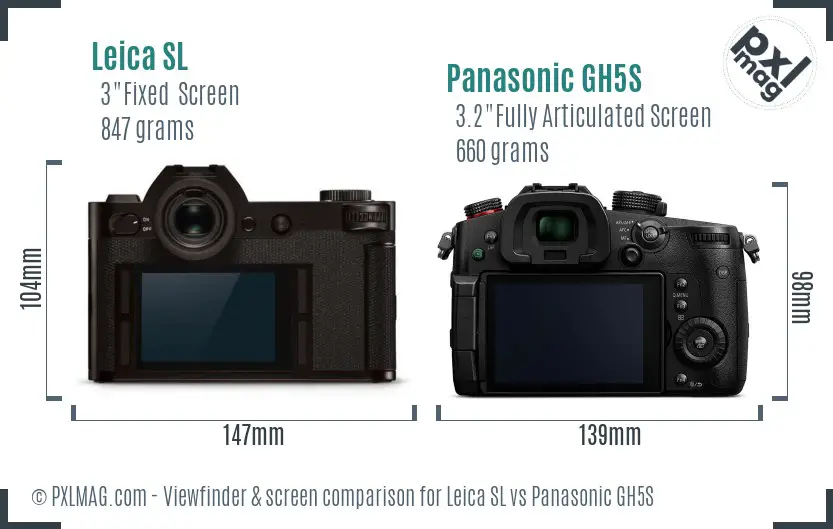 Leica SL vs Panasonic GH5S Screen and Viewfinder comparison