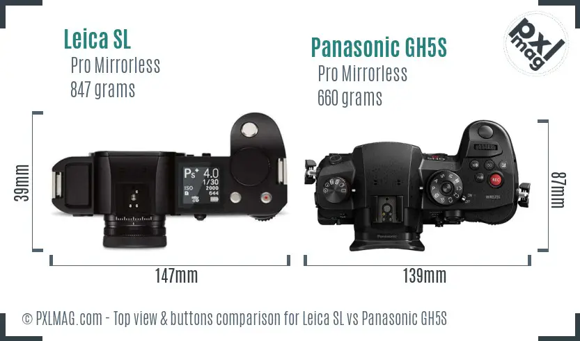 Leica SL vs Panasonic GH5S top view buttons comparison