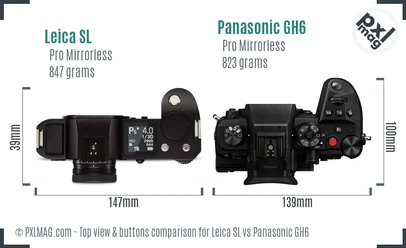 Leica SL vs Panasonic GH6 top view buttons comparison