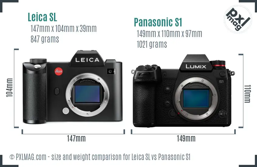 Leica SL vs Panasonic S1 size comparison