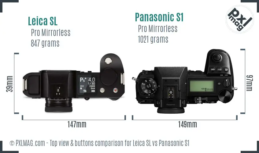 Leica SL vs Panasonic S1 top view buttons comparison