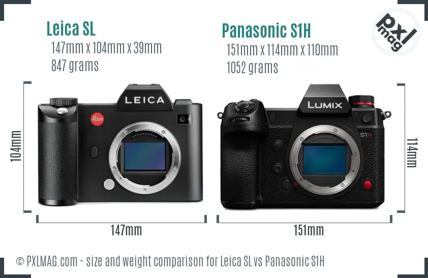 Leica SL vs Panasonic S1H size comparison