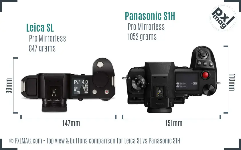 Leica SL vs Panasonic S1H top view buttons comparison