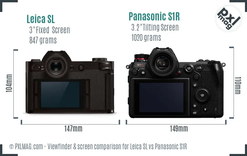 Leica SL vs Panasonic S1R Screen and Viewfinder comparison