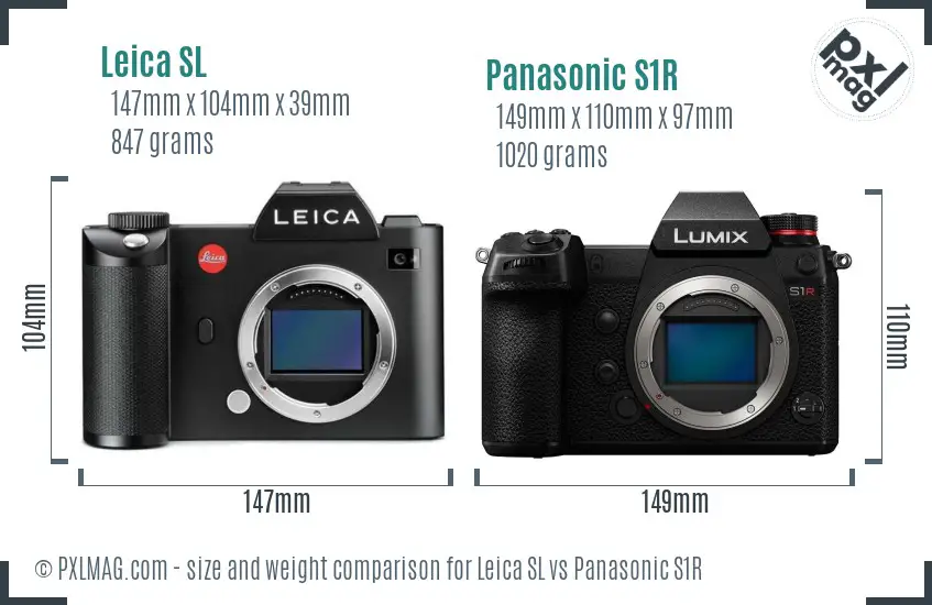 Leica SL vs Panasonic S1R size comparison