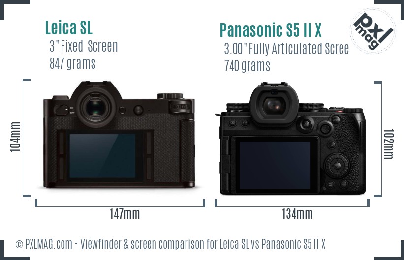 Leica SL vs Panasonic S5 II X Screen and Viewfinder comparison