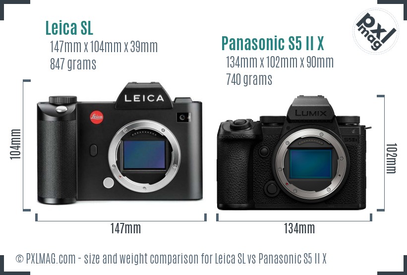 Leica SL vs Panasonic S5 II X size comparison