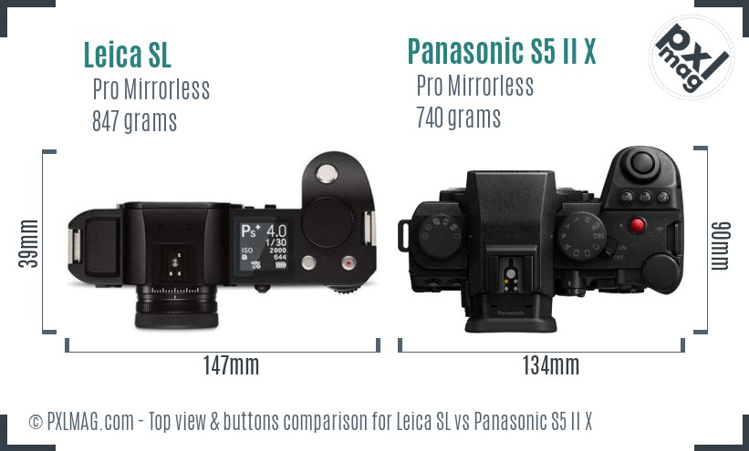 Leica SL vs Panasonic S5 II X top view buttons comparison