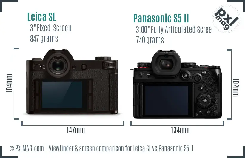 Leica SL vs Panasonic S5 II Screen and Viewfinder comparison