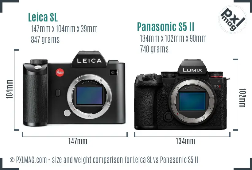 Leica SL vs Panasonic S5 II size comparison