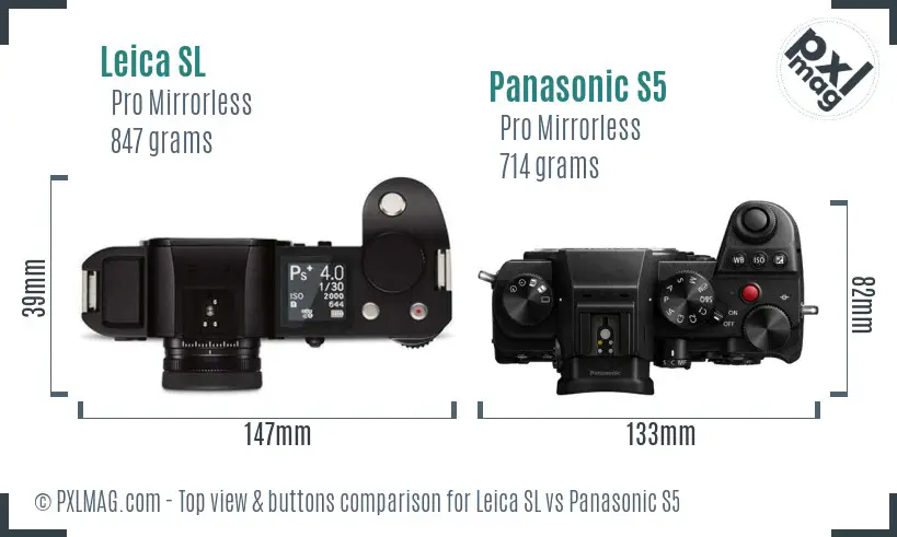 Leica SL vs Panasonic S5 top view buttons comparison Leica SL vs Panasonic S5 top view buttons comparison