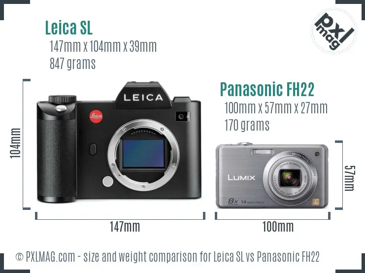 Leica SL vs Panasonic FH22 size comparison