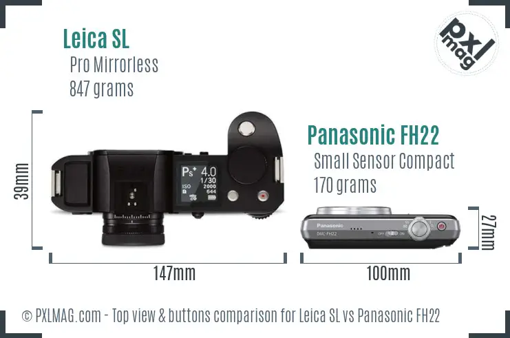 Leica SL vs Panasonic FH22 top view buttons comparison