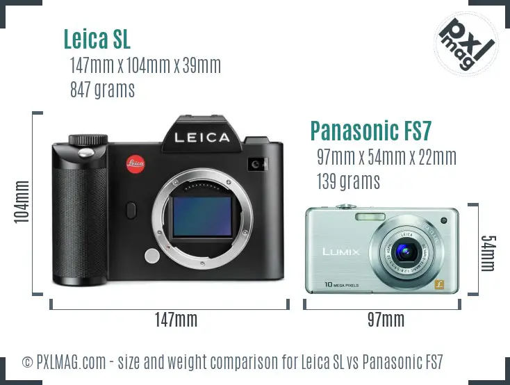 Leica SL vs Panasonic FS7 size comparison