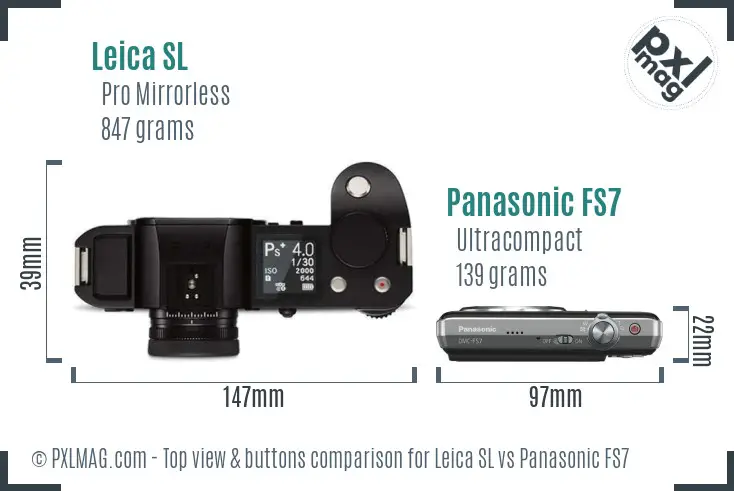 Leica SL vs Panasonic FS7 top view buttons comparison