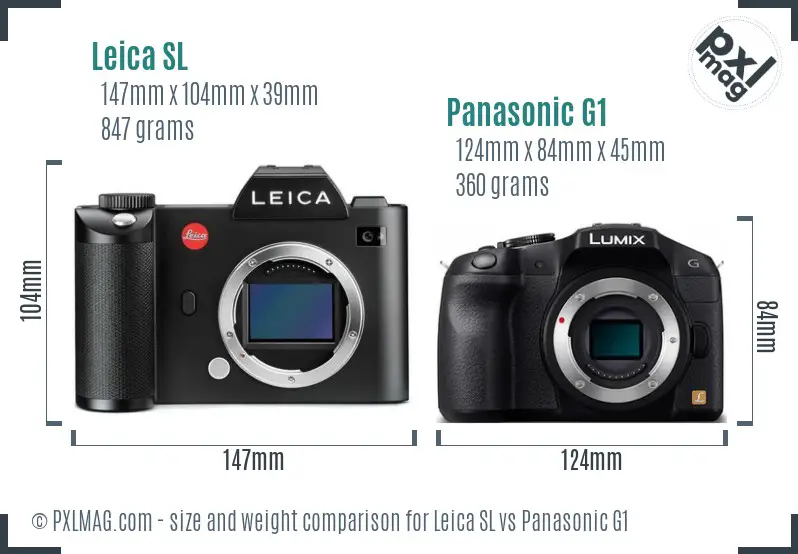 Leica SL vs Panasonic G1 size comparison