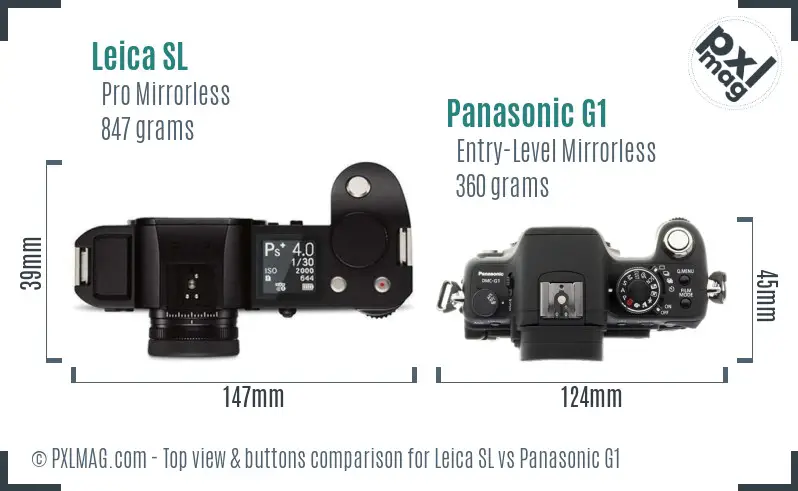 Leica SL vs Panasonic G1 top view buttons comparison
