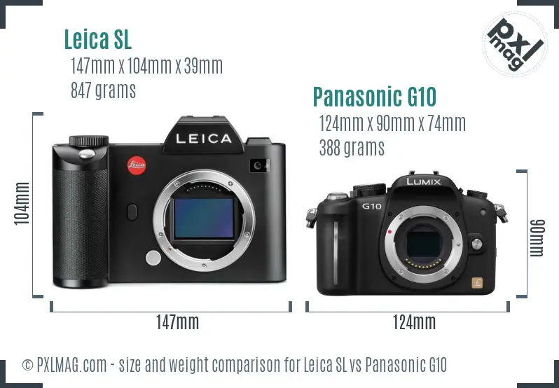 Leica SL vs Panasonic G10 size comparison