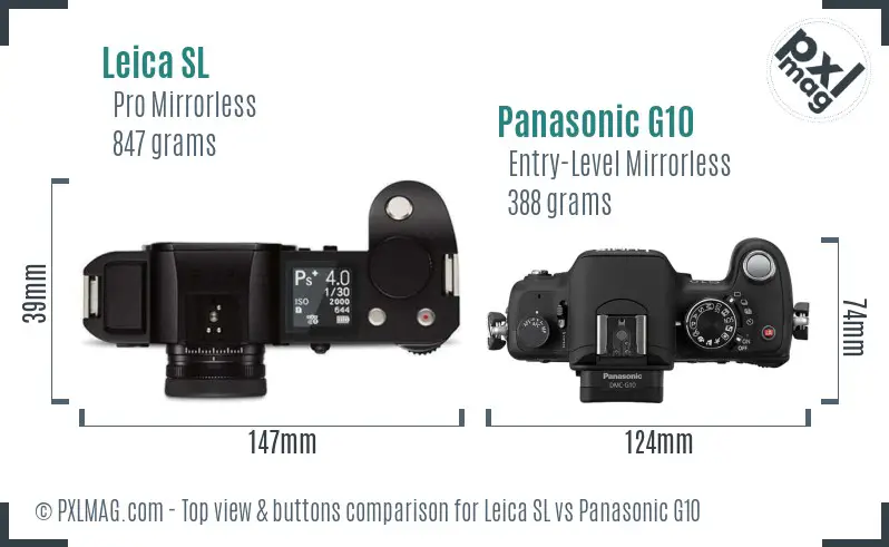 Leica SL vs Panasonic G10 top view buttons comparison