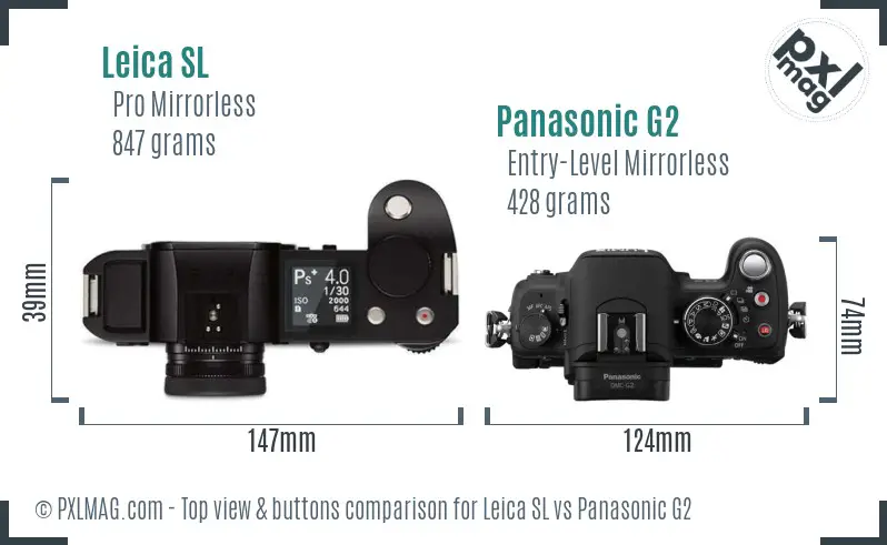 Leica SL vs Panasonic G2 top view buttons comparison