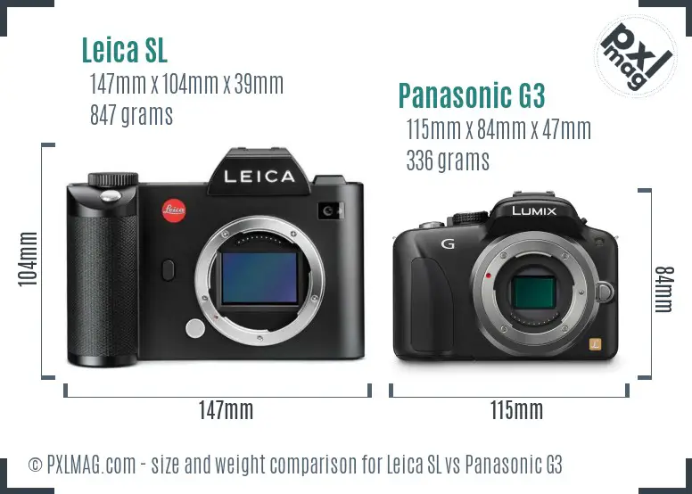 Leica SL vs Panasonic G3 size comparison